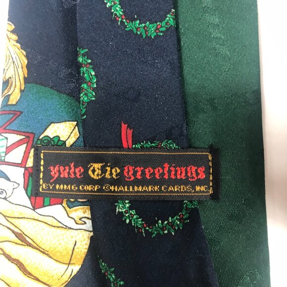 Vintage Hallmark Yule Tie Greetings Necktie Men's Santa Clause and Wreath - Picture 5 of 8